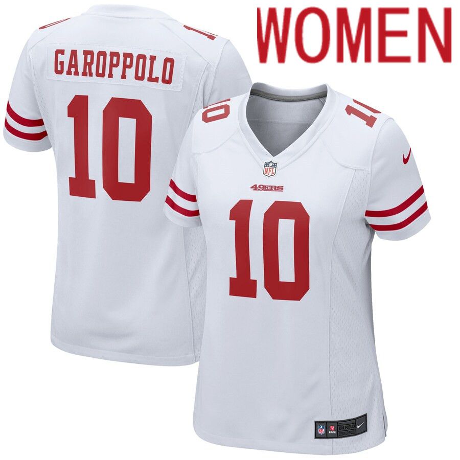 Women San Francisco 49ers #10 Jimmy Garoppolo Nike White Team Color Game NFL Jersey->women nfl jersey->Women Jersey
